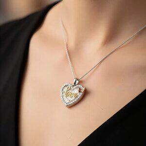 Hallmark Jewelry for Women Sterling Silver Love Cubic Zirconia Shaker Heart Neck
